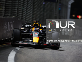 Max Verstappen of Red Bull Racing RB20 is in action during the Formula 1 Singapore Grand Prix 2024 on the Marina Bay Circuit in Singapore, f...