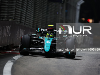 Lewis Hamilton of the Mercedes AMG F1 Team W15 competes during the Formula 1 Singapore Grand Prix 2024 on the Marina Bay Circuit in Singapor...