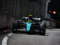 Lewis Hamilton of the Mercedes AMG F1 Team W15 competes during the Formula 1 Singapore Grand Prix 2024 on the Marina Bay Circuit in Singapor...