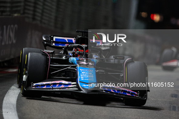 Esteban Ocon of Alpine F1 Team A524 is in action during the Formula 1 Singapore Grand Prix 2024 on the Marina Bay Circuit in Singapore, from...