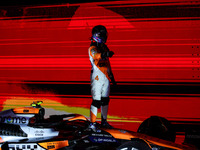 Lando Norris of the McLaren F1 Team celebrates his victory during the Formula 1 Singapore Grand Prix on the Marina Bay Circuit in Singapore,...