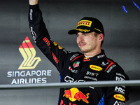 Max Verstappen of Red Bull Racing RB20 celebrates his podium during the Formula 1 Singapore Grand Prix 2024 on the Marina Bay Circuit in Sin...