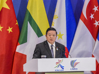 The Secretary General of ASEAN delivers a speech at the 21st China ASEAN Expo in Nanning, China, on September 24, 2024. (