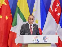 The Vice Premier of Laos delivers a speech at the 21st China ASEAN Expo in Nanning, China, on September 24, 2024. (