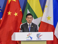 The Deputy Prime Minister and Minister of Finance of Vietnam delivers a speech at the 21st China ASEAN Expo in Nanning, Guangxi, China, on S...