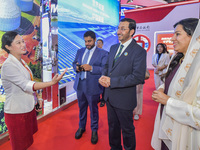 The Deputy Minister of Economic Affairs of the Ministry of Economic Affairs of the United Arab Emirates (UAE) visits the exhibition hall at...