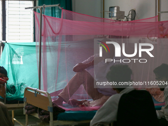 A dengue-infected patient undergoes treatment at Sukraraj Tropical and Infectious Disease Hospital in Kathmandu, Nepal, on September 24, 202...