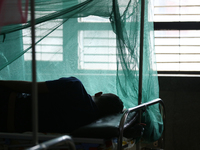 A dengue-infected patient undergoes treatment at Sukraraj Tropical and Infectious Disease Hospital in Kathmandu, Nepal, on September 24, 202...