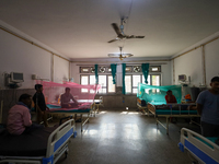 Dengue-infected patients undergo treatment at Sukraraj Tropical and Infectious Disease Hospital in Kathmandu, Nepal, on September 24, 2024,...