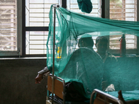 A dengue-infected patient undergoes treatment at Sukraraj Tropical and Infectious Disease Hospital in Kathmandu, Nepal, on September 24, 202...