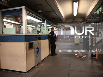 Bloody clothes and crime scene tape are at the scene. A man is stabbed at the East 138th Street and Grand Concourse MTA subway train station...