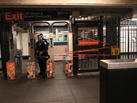 Bloody clothes and crime scene tape are at the scene. A man is stabbed at the East 138th Street and Grand Concourse MTA subway train station...