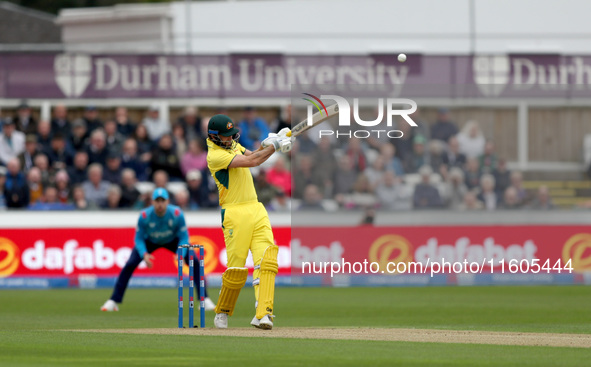 Matt Short of Australia hits a six off a Jofra Archer ball during the Metro Bank One Day Series match between England and Australia at the S...