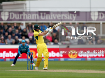 Matt Short of Australia hits a six off a Jofra Archer ball during the Metro Bank One Day Series match between England and Australia at the S...