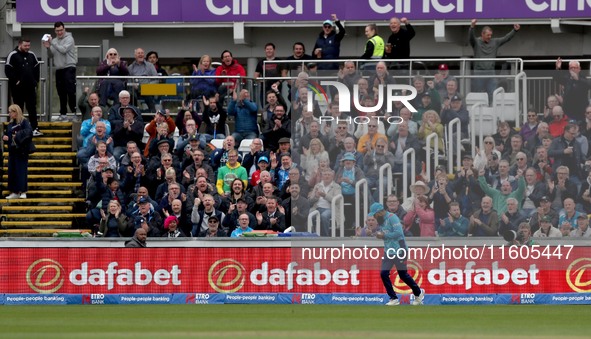 Matt Short of Australia hits high and is caught on the boundary by Adil Rashid off a Jofra Archer ball during the Metro Bank One Day Series...