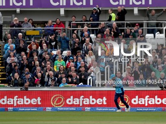 Matt Short of Australia hits high and is caught on the boundary by Adil Rashid off a Jofra Archer ball during the Metro Bank One Day Series...