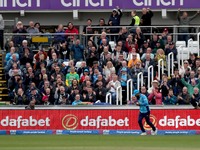 Matt Short of Australia hits high and is caught on the boundary by Adil Rashid off a Jofra Archer ball during the Metro Bank One Day Series...