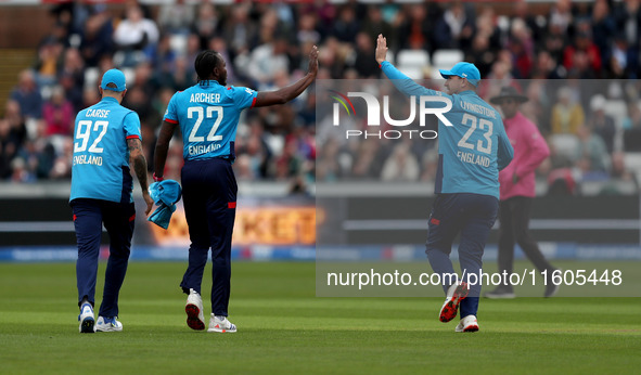 Matt Short of Australia hits high and is caught on the boundary by Adil Rashid off a Jofra Archer ball during the Metro Bank One Day Series...