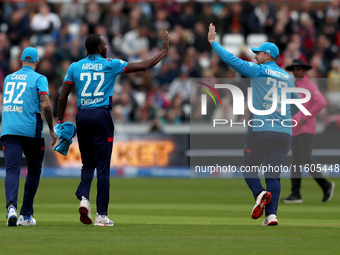 Matt Short of Australia hits high and is caught on the boundary by Adil Rashid off a Jofra Archer ball during the Metro Bank One Day Series...