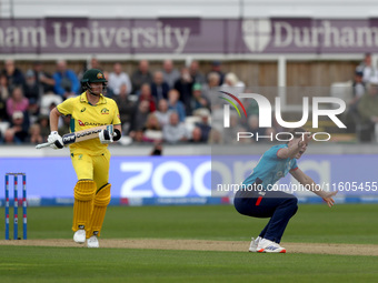 Matthew Potts of England appeals unsuccessfully after review against Steven Smith of Australia during the Metro Bank One Day Series match be...