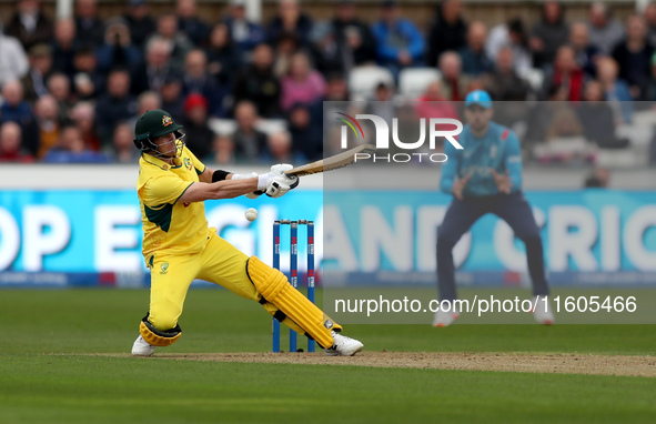 Steven Smith of Australia attempts to hit the ball during the Metro Bank One Day Series match between England and Australia at the Seat Uniq...