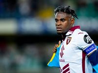 Duvan Zapata of Torino FC looks on during the Serie A Enilive match between Hellas Verona and Torino FC at Stadio Marcantonio Bentegodi on S...