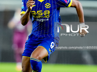 Amin Sarr of Hellas Verona during the Serie A Enilive match between Hellas Verona and Torino FC at Stadio Marcantonio Bentegodi on September...