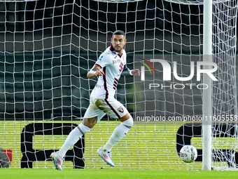 Antonio Sanabria of Torino FC celebrates after scoring first goal during the Serie A Enilive match between Hellas Verona and Torino FC at St...