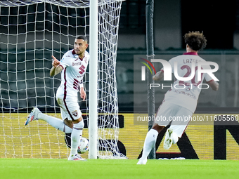 Antonio Sanabria of Torino FC celebrates after scoring first goal during the Serie A Enilive match between Hellas Verona and Torino FC at St...