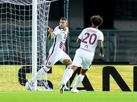 Antonio Sanabria of Torino FC celebrates after scoring first goal during the Serie A Enilive match between Hellas Verona and Torino FC at St...