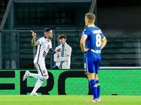 Antonio Sanabria of Torino FC celebrates after scoring first goal during the Serie A Enilive match between Hellas Verona and Torino FC at St...