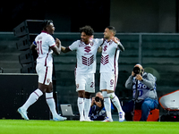 Antonio Sanabria of Torino FC celebrates after scoring first goal during the Serie A Enilive match between Hellas Verona and Torino FC at St...