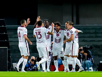 Antonio Sanabria of Torino FC celebrates after scoring first goal during the Serie A Enilive match between Hellas Verona and Torino FC at St...