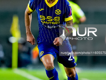 Grigoris Kastanos of Hellas Verona during the Serie A Enilive match between Hellas Verona and Torino FC at Stadio Marcantonio Bentegodi on S...