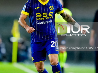 Grigoris Kastanos of Hellas Verona during the Serie A Enilive match between Hellas Verona and Torino FC at Stadio Marcantonio Bentegodi on S...