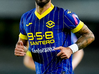 Grigoris Kastanos of Hellas Verona looks on during the Serie A Enilive match between Hellas Verona and Torino FC at Stadio Marcantonio Bente...