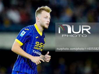 Casper Tendstedt of Hellas Verona looks on during the Serie A Enilive match between Hellas Verona and Torino FC at Stadio Marcantonio Benteg...