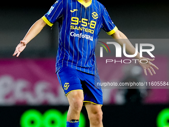 Reda Belahyane of Hellas Verona during the Serie A Enilive match between Hellas Verona and Torino FC at Stadio Marcantonio Bentegodi on Sept...