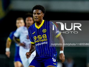 Amin Sarr of Hellas Verona looks on during the Serie A Enilive match between Hellas Verona and Torino FC at Stadio Marcantonio Bentegodi on...