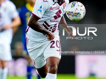 Valentino Lazaro of Torino FC during the Serie A Enilive match between Hellas Verona and Torino FC at Stadio Marcantonio Bentegodi on Septem...