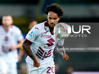 Valentino Lazaro of Torino FC during the Serie A Enilive match between Hellas Verona and Torino FC at Stadio Marcantonio Bentegodi on Septem...