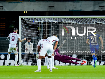 Antonio Sanabria of Torino FC misses to score penalty kick during the Serie A Enilive match between Hellas Verona and Torino FC at Stadio Ma...