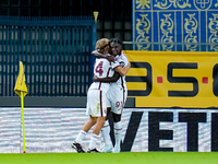 Duvan Zapata of Torino FC celebrates after scoring second goal during the Serie A Enilive match between Hellas Verona and Torino FC at Stadi...