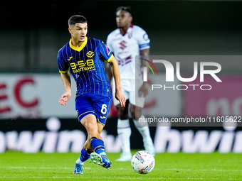 Reda Belahyane of Hellas Verona during the Serie A Enilive match between Hellas Verona and Torino FC at Stadio Marcantonio Bentegodi on Sept...