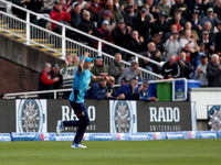 Brydon Carse of England celebrates after taking the catch of Steven Smith of Australia during the Metro Bank One Day Series match between En...