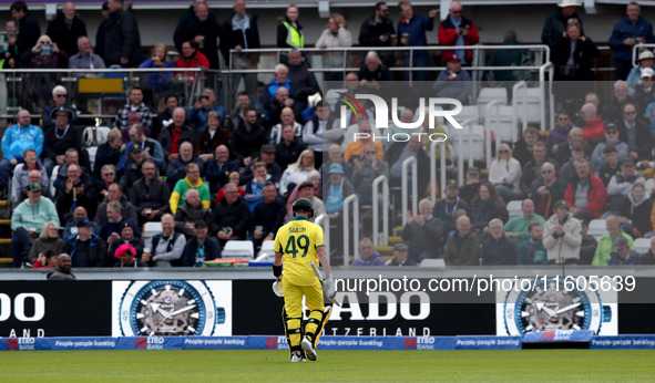 Steven Smith of Australia goes off after losing his wicket during the Metro Bank One Day Series match between England and Australia at the S...