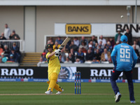 Australia's Steve Smith is caught by England's Brydon Carse off the bowling of Jofra Archer during the Metro Bank One Day Series match betwe...