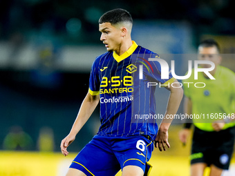 Reda Belahyane of Hellas Verona during the Serie A Enilive match between Hellas Verona and Torino FC at Stadio Marcantonio Bentegodi on Sept...