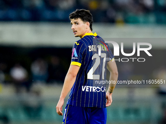 Dani Silva of Hellas Verona looks on during the Serie A Enilive match between Hellas Verona and Torino FC at Stadio Marcantonio Bentegodi on...