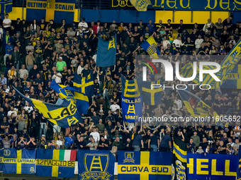 Supporters of Hellas Verona during the Serie A Enilive match between Hellas Verona and Torino FC at Stadio Marcantonio Bentegodi on Septembe...